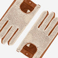 Valeria (cognac) - Hand-sewn Italian crochet driving gloves from lambskin leather 4