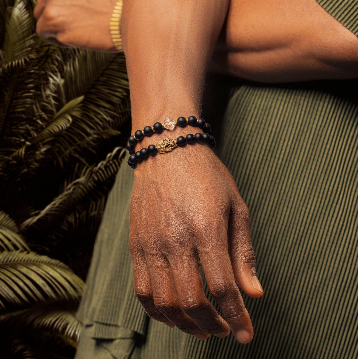 Celebrate Life Matte Onyx Skull Charm Bracelet