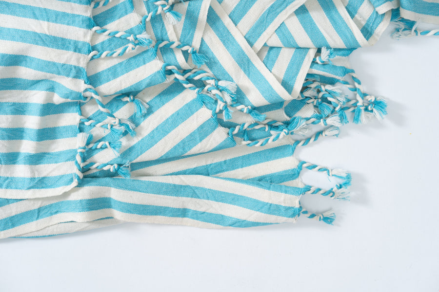 Girit Turquoise Cotton Linen Towel