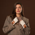 Daniella (cognac) - Hand-sewn Italian crochet driving gloves from lambskin leather 2