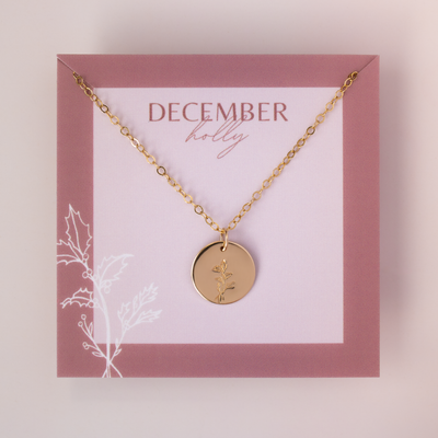 December Birth Flower Necklace • Holly