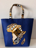 Denim African Map Tote Bag 1