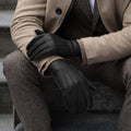 Diego (black) - Italian gloves made of American deerskin leather with rabbit fur lining 2
