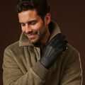 Diego (black) - Italian gloves made of American deerskin leather with rabbit fur lining 9