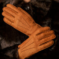 Donatella (brown) – Luxurious Italian peccary leather gloves with cashmere lining 9