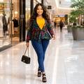 Duma Mbili African Print  Long Sleeved Peplum Blouse 2