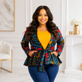 Duma Mbili African Print  Long Sleeved Peplum Blouse 1