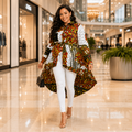 Duma Mbili Kente African Print High Low Button up Shirt 2