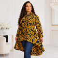 Duma Mbili Kente African Print High Low Button up Shirt 3