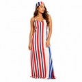 Duma Mbili Two-Piece Summer Striped Sleeveless  Maxi Dress 1