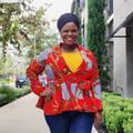African Print  Long Sleeved Peplum Red Blouse 2