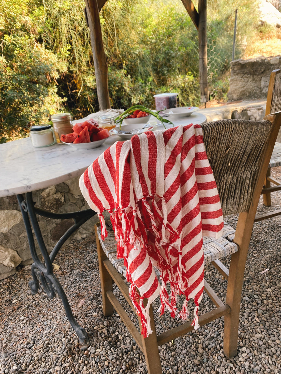Girit Red Cotton Linen Towel