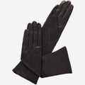 Elena (black) - Italian silk lined 6-button length leather opera gloves 1