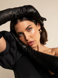 Elena (black) - Italian silk lined 16-button length leather opera gloves 5