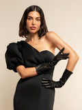 Elena (black) - Italian silk lined 6-button length leather opera gloves 9