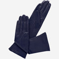 Elena (navy) - Italian silk lined 6-button length leather opera gloves 1