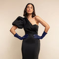 Elena (navy) - Italian silk lined 6-button length leather opera gloves 5