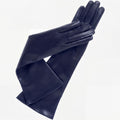 Elena (navy) - Italian silk lined 8-button length leather opera gloves 2