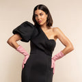 Elena (pink) - Italian silk lined 6-button length leather opera gloves 4