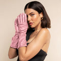 Elena (pink) - Italian silk lined 6-button length leather opera gloves 7