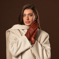 Emilia (brown) - Classic Italian lambskin leather gloves with cashmere lining and checkered pattern 9