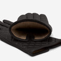 Emilia (black) - Classic Italian lambskin leather gloves with cashmere lining and checkered pattern 4