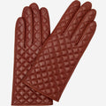 Emilia (brown) - Classic Italian lambskin leather gloves with cashmere lining and checkered pattern 2