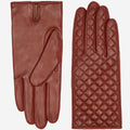 Emilia (brown) - Classic Italian lambskin leather gloves with cashmere lining and checkered pattern 4