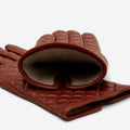 Emilia (brown) - Classic Italian lambskin leather gloves with cashmere lining and checkered pattern 5