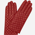 Emilia (red) - Classic Italian lambskin leather gloves with cashmere lining and checkered pattern 1
