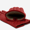 Emilia (red) - Classic Italian lambskin leather gloves with cashmere lining and checkered pattern 4