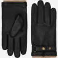 Emilio (black) – Luxurious deerskin gloves with cashmere lining and adjustable snap button 2