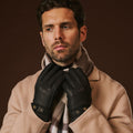 Emilio (black) – Luxurious deerskin gloves with cashmere lining and adjustable snap button 7