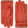 Emilio (orange) – Luxurious Italian deerskin gloves with cashmere lining and adjustable snap button 2