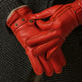 Emilio (orange) – Luxurious Italian deerskin gloves with cashmere lining and adjustable snap button 4