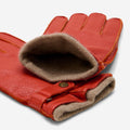 Emilio (orange) – Luxurious Italian deerskin gloves with cashmere lining and adjustable snap button 3