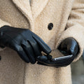Ethan (black) – Vegan leather gloves with warm fleece lining & touchscreen feature 3