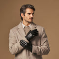 Ethan (black) – Vegan leather gloves with warm fleece lining & touchscreen feature 2