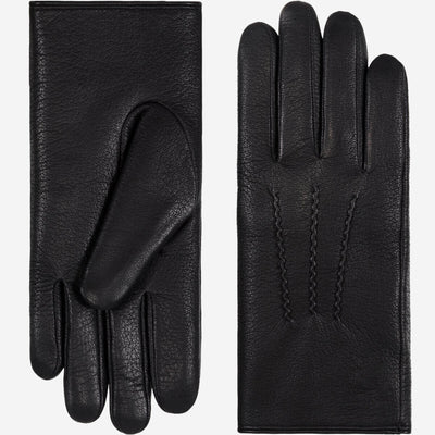 Evelyn (black) - Goatskin leather gloves with soft lambswool lining and touchscreen feature, by Leather Gloves Online