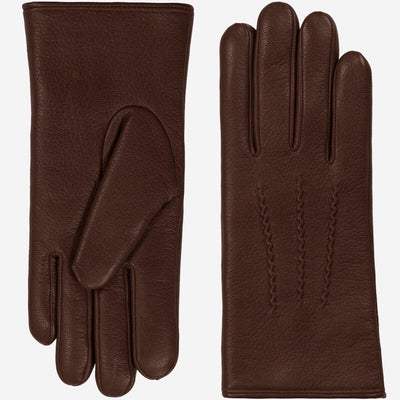 Evelyn (brown) - Goatskin leather gloves with soft lambswool lining and touchscreen feature, by Leather Gloves Online