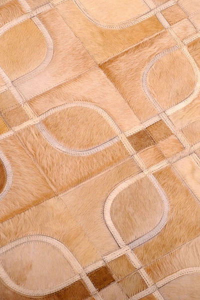Eyes – Geometric Cowhide Rug with Curved Motif, by Homelosophy