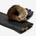 Ezra (black) - Lambskin leather gloves with warm rabbit fur lining and touchscreen feature 2