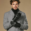 Ezra (black) - Lambskin leather gloves with warm rabbit fur lining and touchscreen feature 8