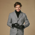 Ezra (black) - Lambskin leather gloves with warm rabbit fur lining and touchscreen feature 10