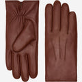 Ezra (brown) - Lambskin leather gloves with warm rabbit fur lining and touchscreen feature 1