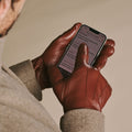 Ezra (brown) - Lambskin leather gloves with warm rabbit fur lining and touchscreen feature 7