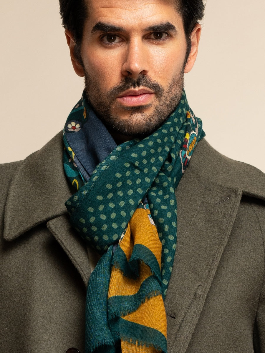 Edoardo (dark green) - Soft and lightweight Italian scarf from 100% wool