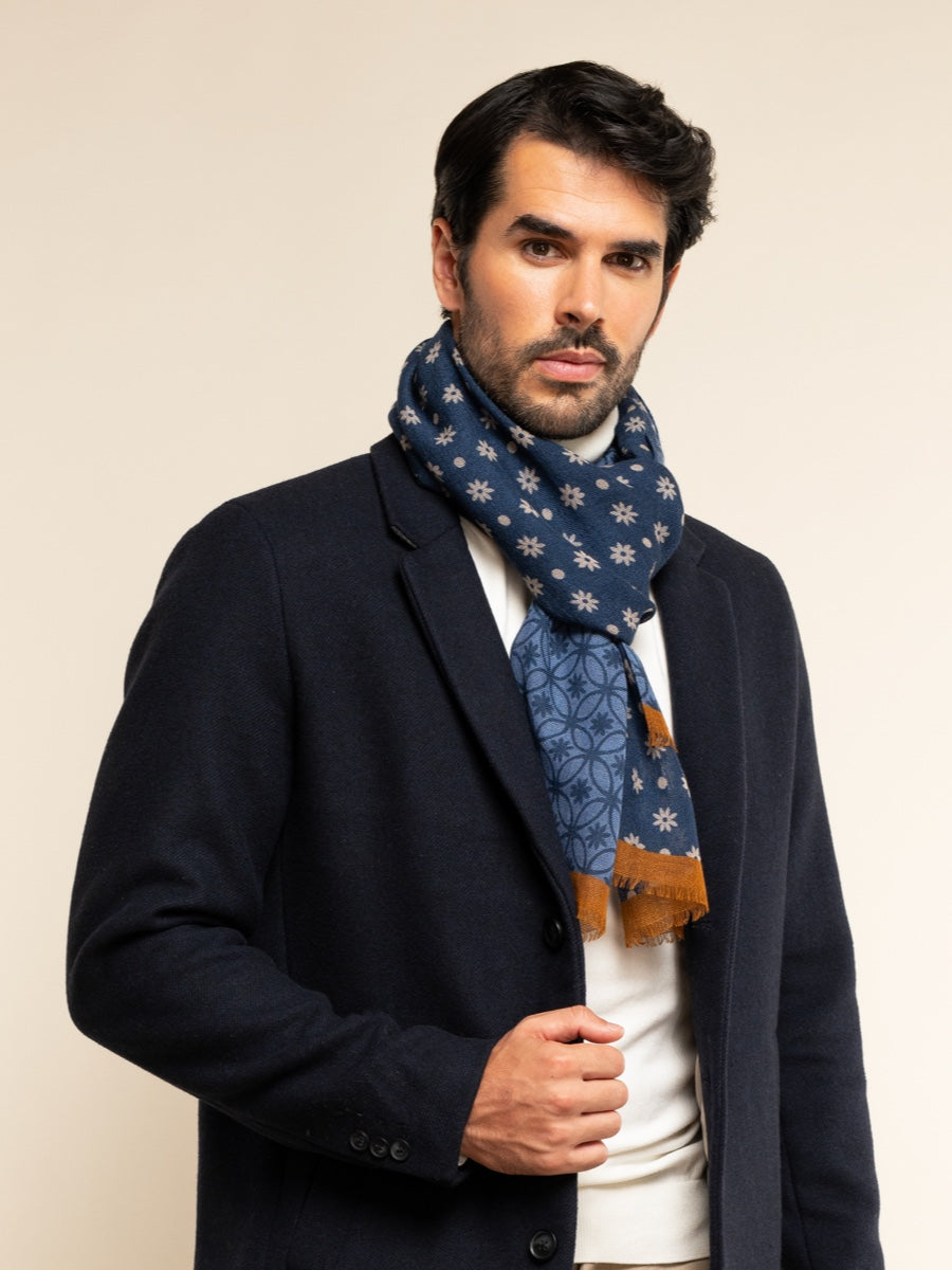 Andrea (blue) - Soft and lightweight Italian scarf from 100% wool