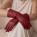Leonora (deep red) - Italian cashmere lined 6-button length leather gloves 3