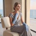Leonora (sky) - Italian cashmere lined 6-button length leather gloves 4